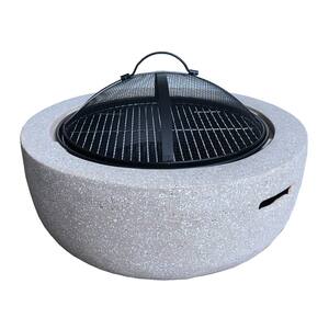 23.62 in. x 16.93 in. Round Magnesium Oxide Wood Burning Beige Fire Pit