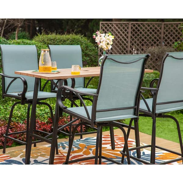 PHI VILLA 5-Piece Metal Outdoor Patio Bar Height Dining Set