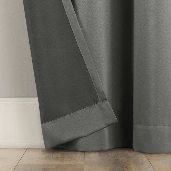 No. 918 Brandon Magnetic Closure Gray Polyester 54 in. W x 84 in. L Grommet Room Darkening Curtain (Double Panel)