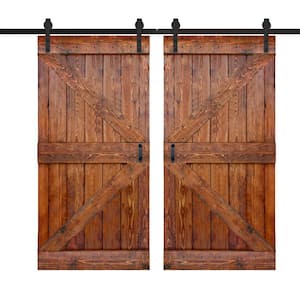 K Series 84 in. x 84 in. Carrington Finished DIY Solid Wood Double Sliding Barn Door with Hardware Kit