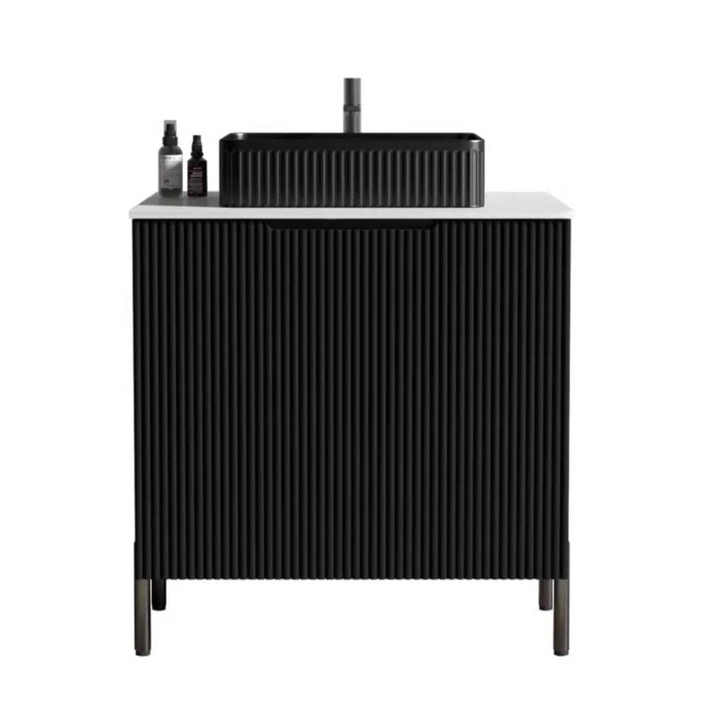29.94 in. W x 19.11 in. D x 37 in. H Freestanding Bath Vanity in Black with Ceramic Sink price history on PriceWatchPro