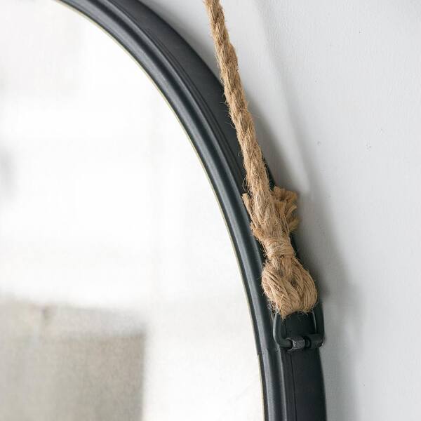 Black 29.5 in W x 29.5 in. H Farmhose Round Iron Framed Mirror Wall Mirror Wall Decor Mirror