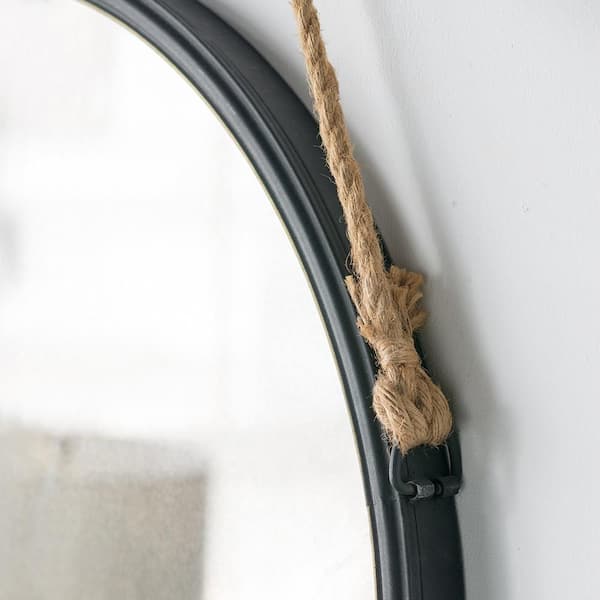 Black 29.5 in W x 29.5 in. H Farmhose Round Iron Framed Mirror Wall Mirror Wall Decor Mirror