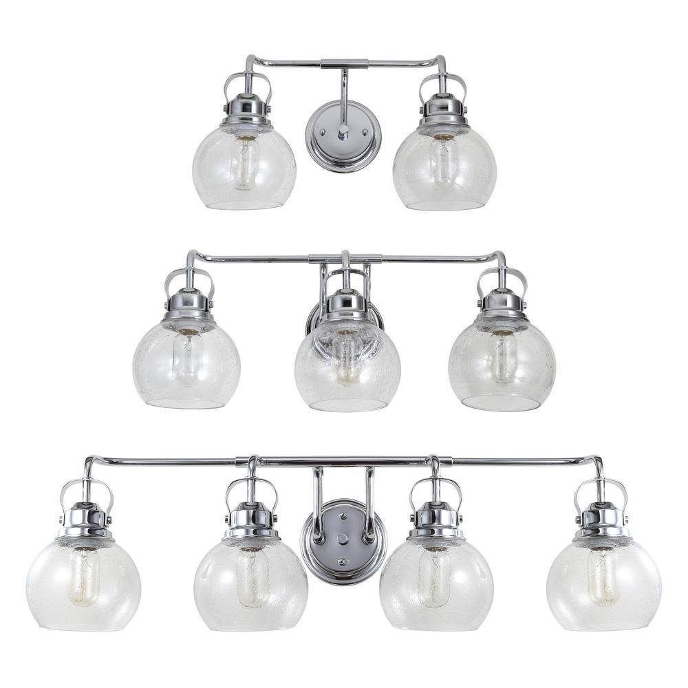 Shirley 17.5" Polished Chrome and Clear Glass 2-Light Vanity Sconce