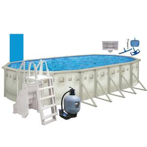 Palisades 16 ft. x 32 ft. Oval 52 in. D Above Ground Hard Sided Pool Package with Entry Step System