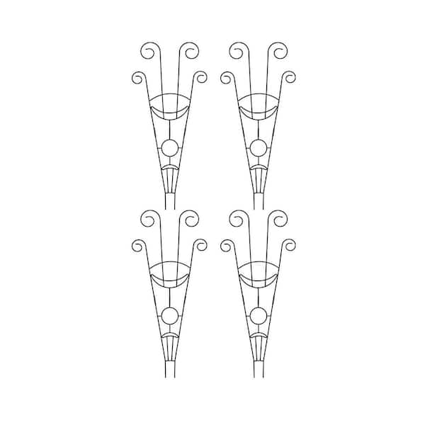 Cubilan 4-Pack 30 in. Black Metal Trellis for Climbing Plants, Rustproof Indoor Outdoor Support for Potted Ivy and Vines