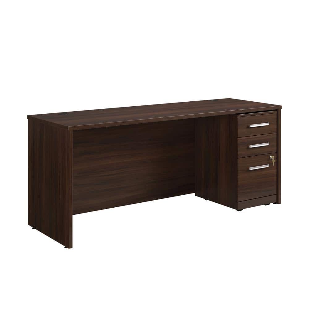 Affirm 71.102 in. Noble Elm Desk with (Fully Assembled) 3-Drawer Mobile Fil