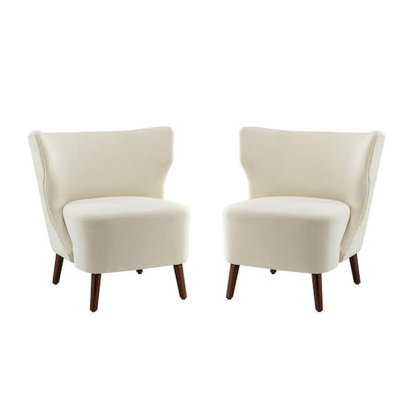 JAYDEN CREATION Pelias Ivory Side Chair with Wingback (Set of 2)