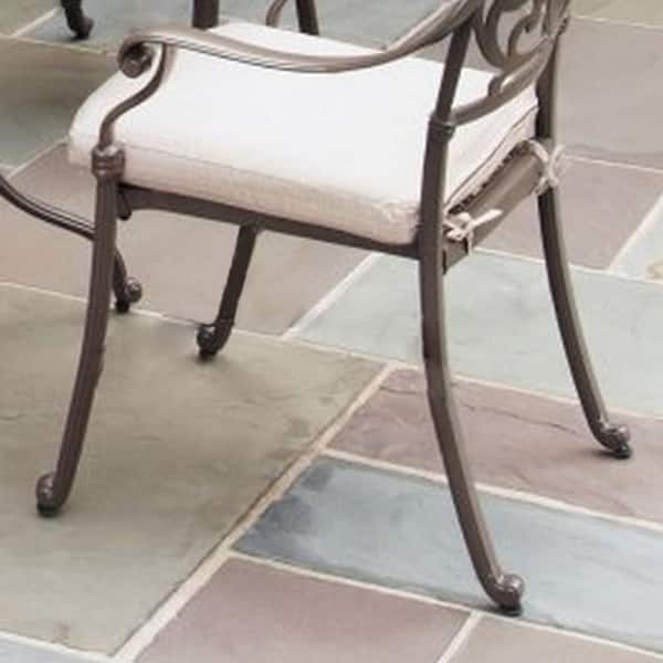 Capri Taupe Tan 7-Piece Cast Aluminum Oval Outdoor Dining Set with Natural Tan Cushions