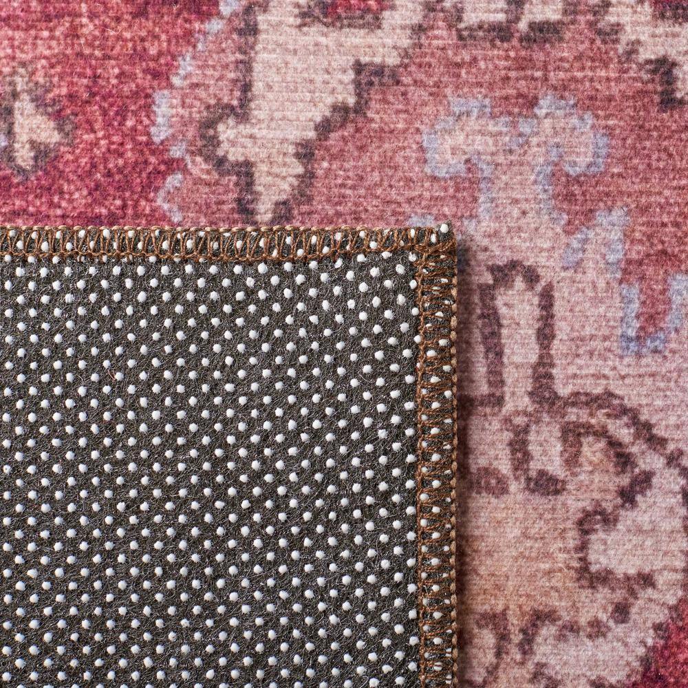 Red/Beige Synthetic Easy-Care Hand-Knotted 4' x 6' Area Rug