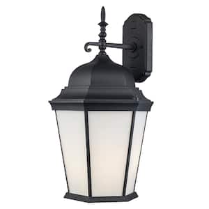 Eldlight 22.75 3-Light Black Outdoor Hardwired Wall Lantern Sconce with No Bulbs Included and Frosted Glass