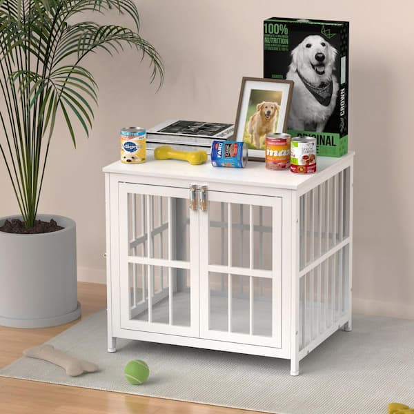 White 24 in. Accent Cabinet Office Storage Cabinet with Double-Sided Opening