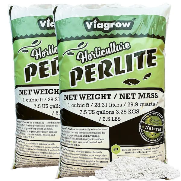 Viagrow 1 cu. ft./29.9 Qt. Organic White Perlite Planting Soil Additive and Growing Medium (2-Pack)