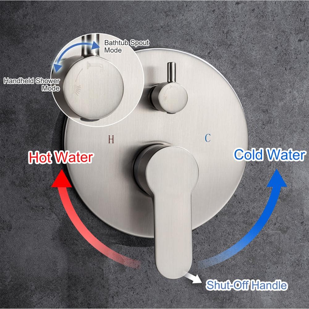 Brushed Nickel Wall Mounted Tub Faucet with Handshower
