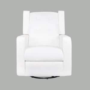 White, Microfiber Swivel Glider Recliner Rocker, Nursery Glider Recliner Nursery Chair, Gliding Swivel Recliner Chairs