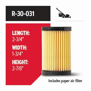 Air Filter for Walk-Behind Mowers, Fits: 5.5 HP Engines for Tecumseh and Craftsman