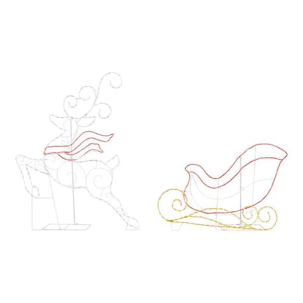 Home Accents Holiday 60 in. LED Deer with 32 in. Sleigh Yard Sculpture