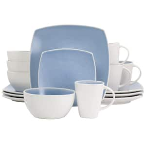 16-Piece Soho Lounge Reactive Glaze Stoneware Dinnerware Set in Light Blue (Service for 4)