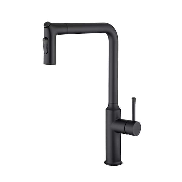RAINLEX RX6013H Single Handle Pull-Down Sprayer Kitchen Faucet in Matte Black