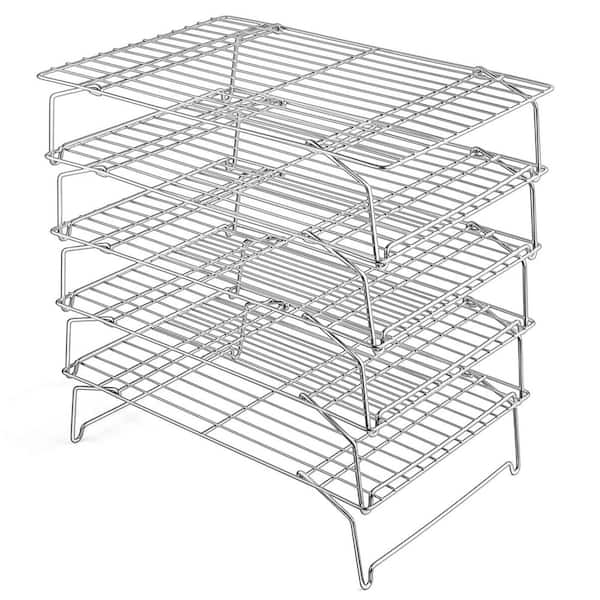 15 in. x 10 in. Cooling Baking Rack Set of 5, 5-Tier Stackable Stainless Steel Wire Baking Cooking Racks Set