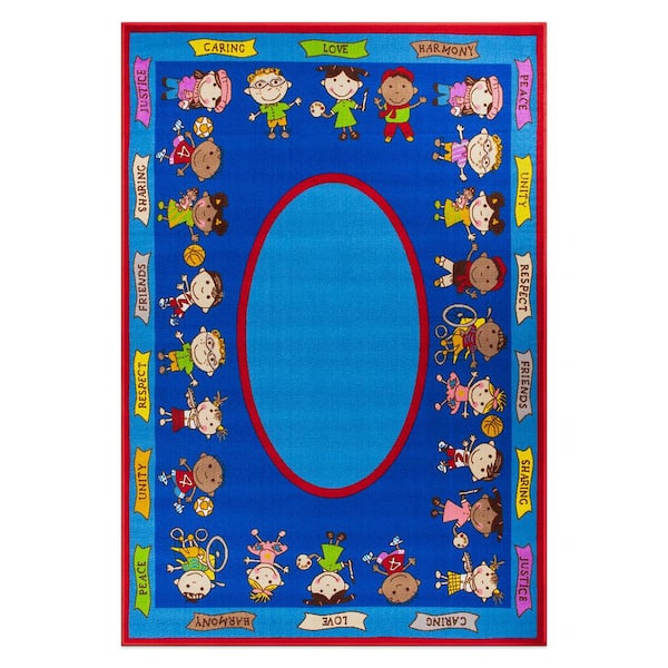 World Rug Gallery Kids Educational Multi 7 ft. 10 in. x 10 ft. Learning Non Slip Area Rug