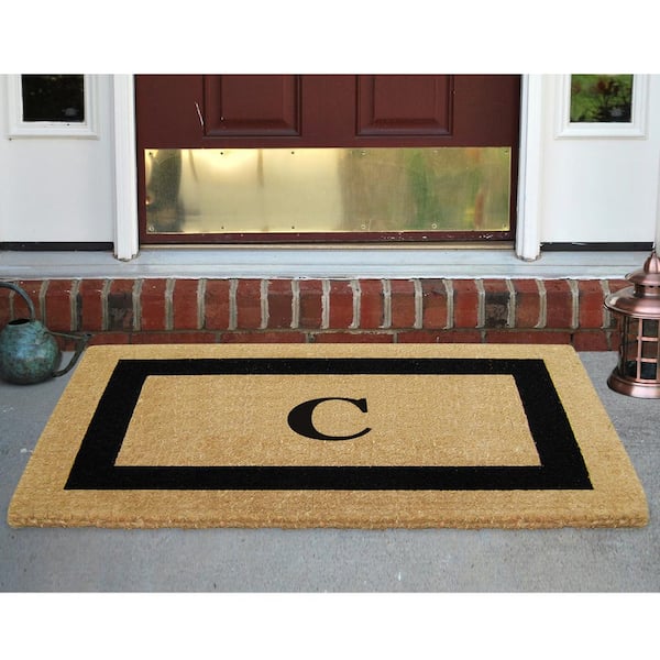 Heavy Duty Brown 30 in. x 48 in. Coir Single Picture Frame Monogrammed C Indoor Outdoor Door Mat
