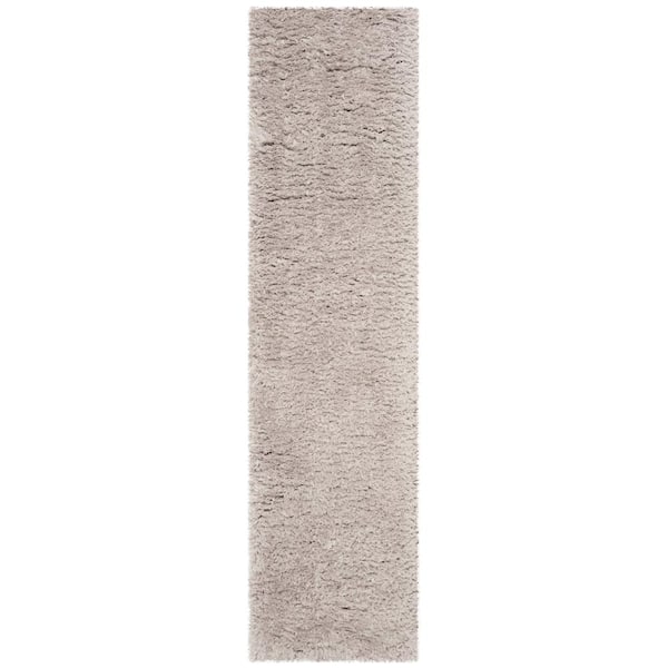Flokati Silver 2 ft. x 8 ft. Solid Runner Rug