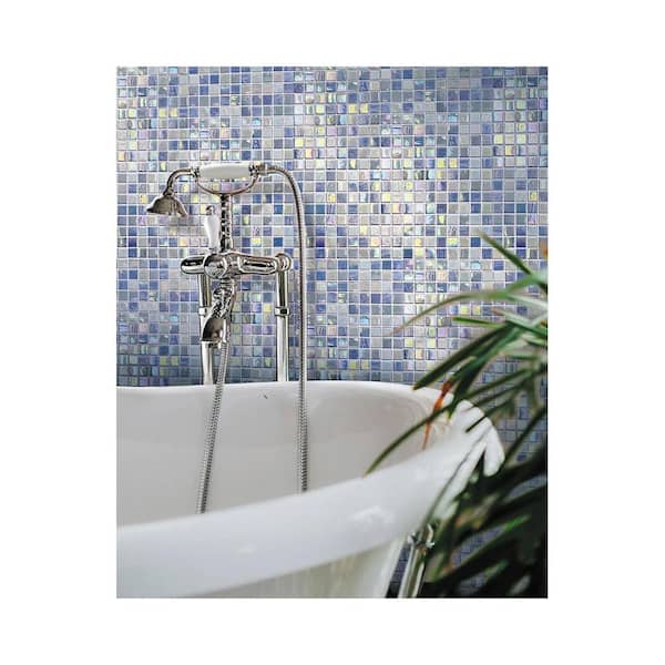 Mingles 11.6 in. x 11.6 in. Glossy Stone Blue and Green Glass Mosaic Wall and Floor Tile (18.69 sq. ft./case) (20-pack)