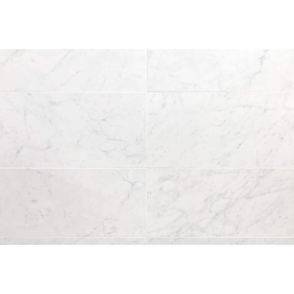 Grace 12" x 24" Polished White Porcelain Marble Look Tile