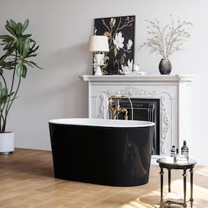 47 in. x 26.8 in. Soaking Bathtub with Side Drain in Matte Black