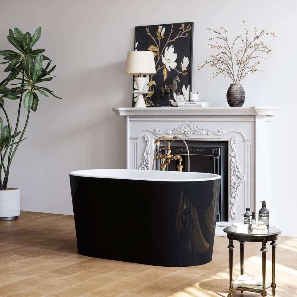 Selene 47'' Black Freestanding Acrylic Soaking Bathtub