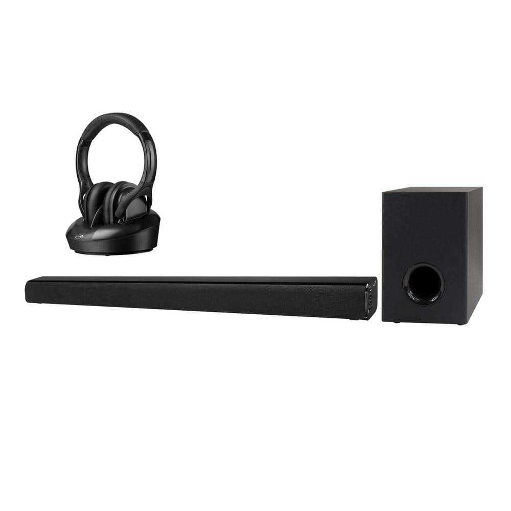 iLive Sound Bundle - 37 in. Bluetooth Sound Bar with Wireless Subwoofer and RF Wireless Radio Frequency Headphones -  KIT203BDL