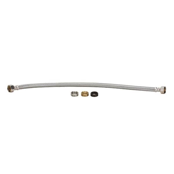 Fluidmaster Universal Stainless Steel Faucet Connector 1/2 in. FIP x 1/2 in. FIP x 20 in. Length with Comp. Size Adaptors