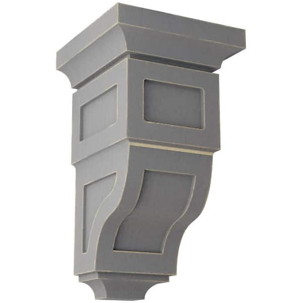 Ekena Millwork 5 in. x 10 in. x 5-3/4 in. Pebble Grey Medium Reyes Wood Vintage Decor Corbel