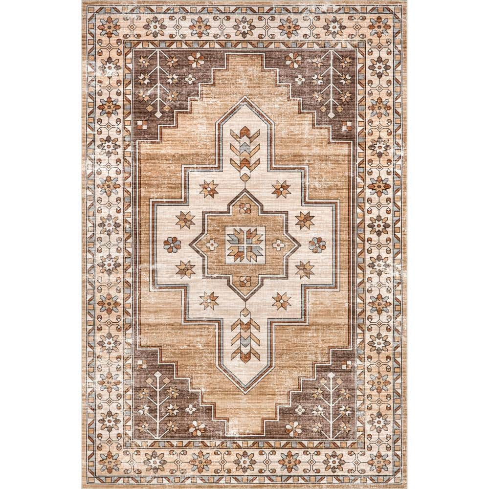 Lauren Liess Laurel Medallion Machine Washable Sand 10 ft. x 14 ft. Indoor/Outdoor Patio Rug -  RUGS USA, BIRV100A-960136