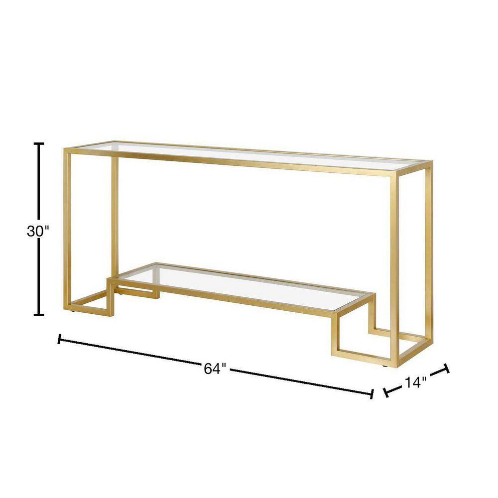 Athena Gold Handcrafted Metallic Console Table with Glass Top