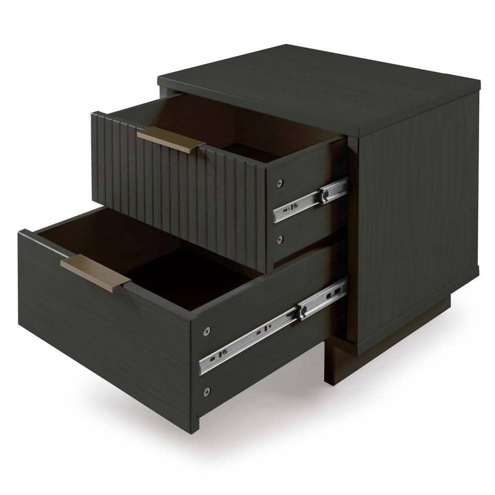 Granville Dark Gray Pine 2-Drawer Nightstands Set of 2