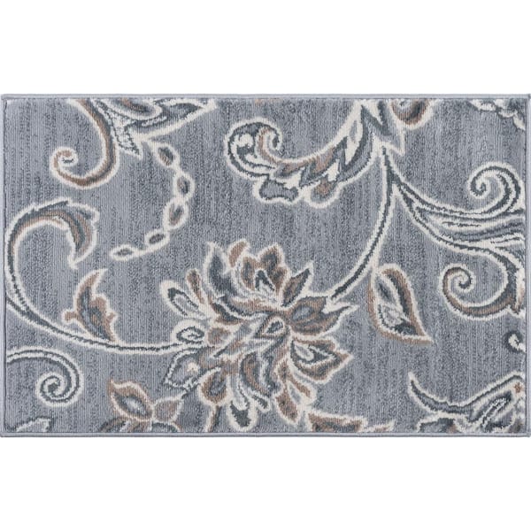Tayse Rugs Madison Floral Gray 2 ft. x 3 ft. Indoor Area Rug