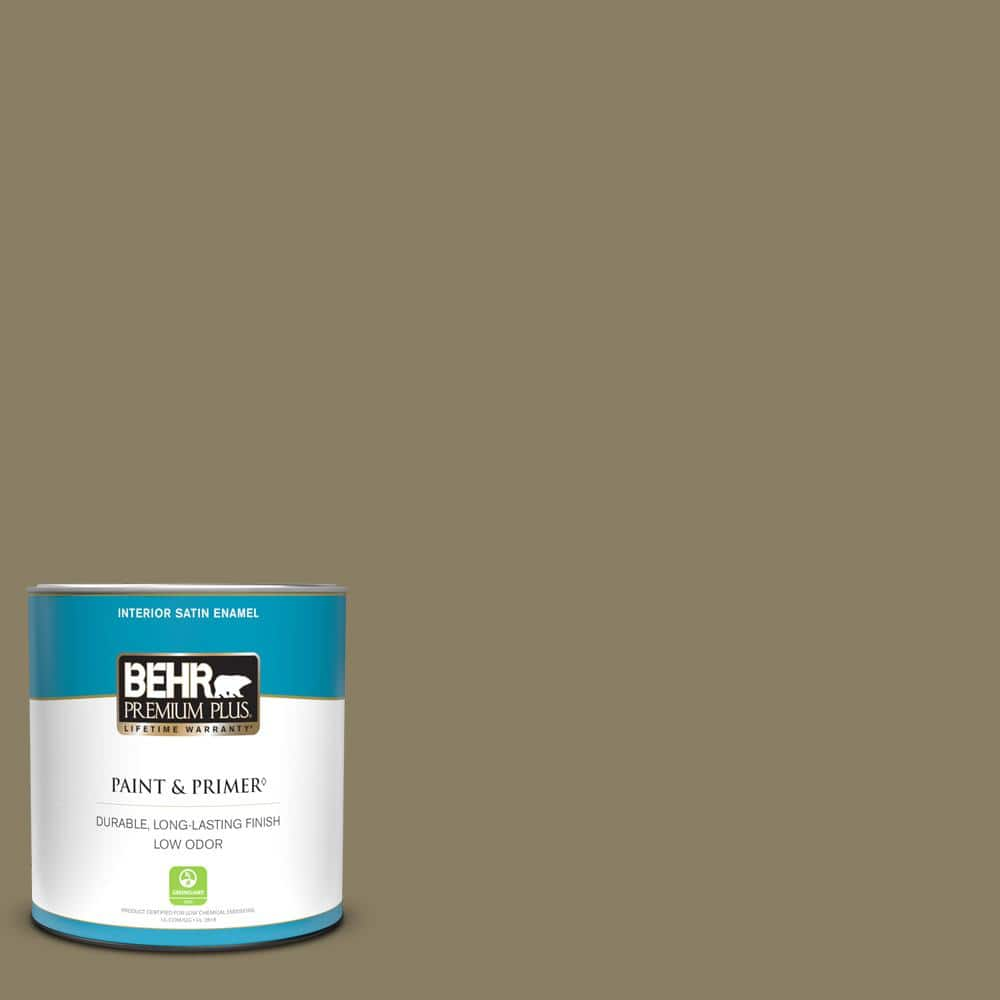 BEHR PREMIUM PLUS 1 Qt. #N330-6 Lagoon Moss Satin Enamel Low Odor ...