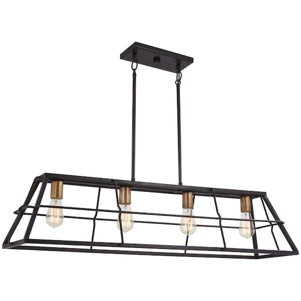 Minka Lavery Keeley Calle 4-Light Painted Bronze with Natural Brushed Brass Billiard Light