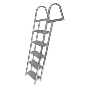 5-Step 18-in. Wide Aluminum Angled Boat Dock Ladder with Mounting Hardware for Seawalls and Stationary Dock Systems