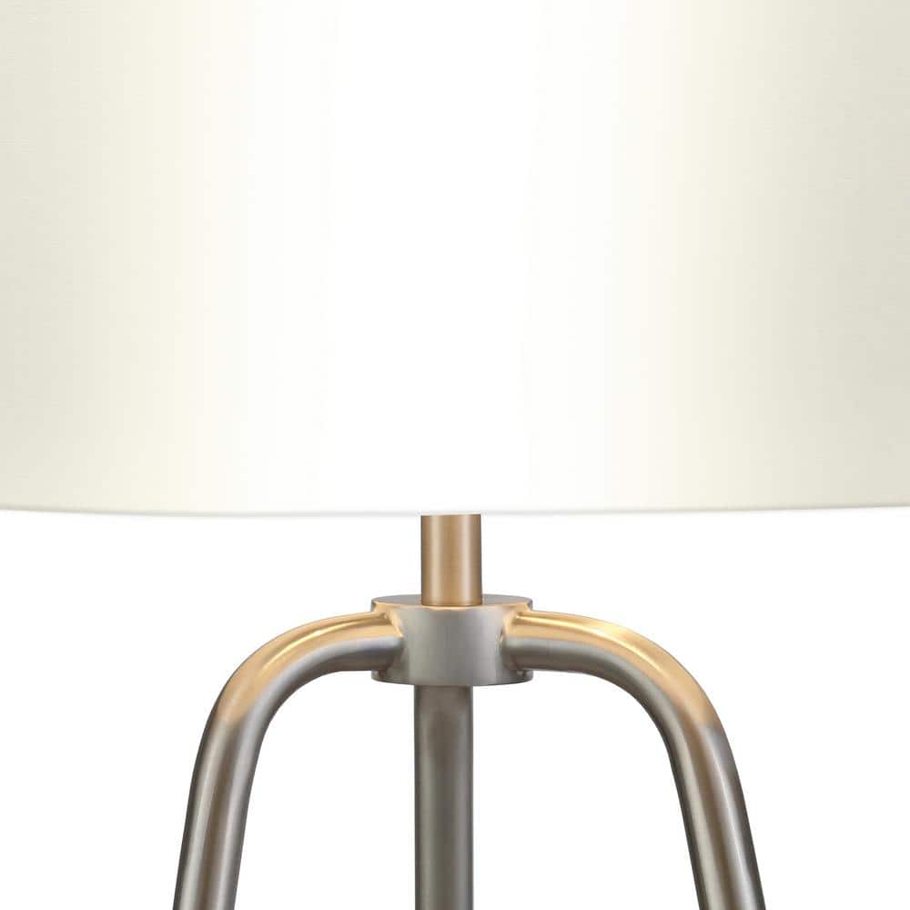 Sleek 25" Silver Metal Table Lamp with White Cotton Shade