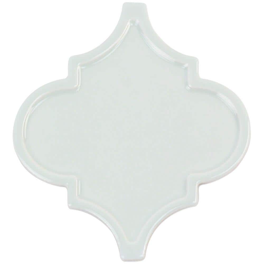 Labyrinth Light Blue Polished Ceramic Arabesque Wall Tile