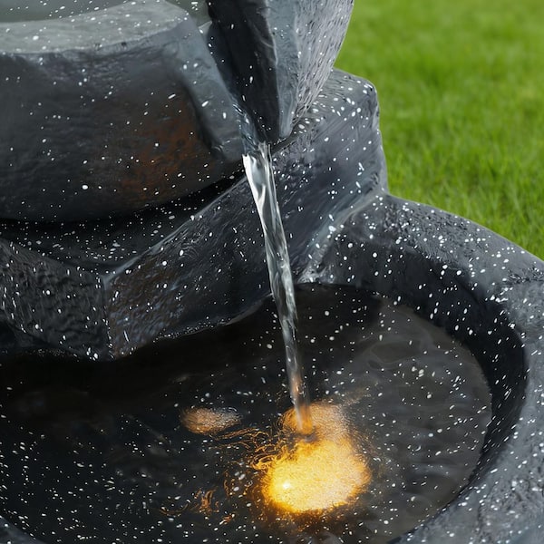 Noble House Matheus 29 in. Terrazzo Style Resin Cascade Waterfall