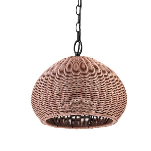 Novogratz x Globe Electric Salvador 1-Light Bronze Outdoor Indoor Plug-In  Pendant Light with Plastic Rattan Shade and Frosted Inner Shade 44761 - The  Home Depot