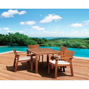 Nelson 5-Piece Rectangular Patio Dining Set with Striped Cushions