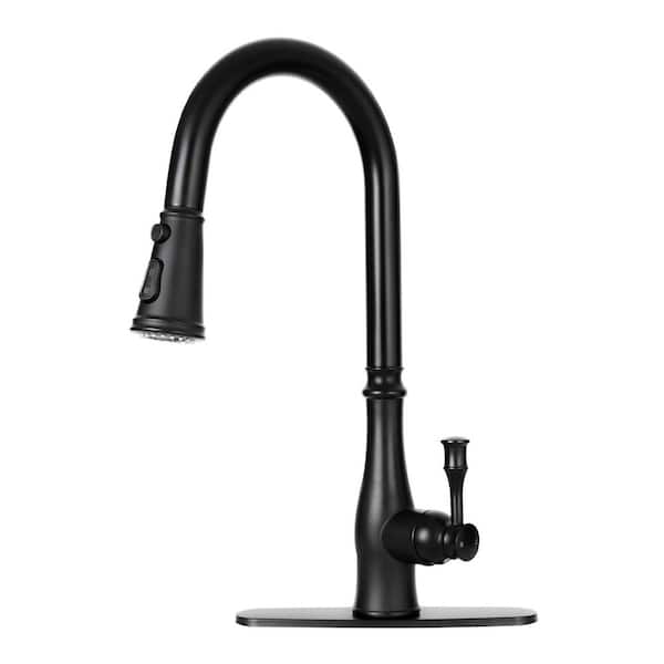 Akicon Black 18.19 in. H Single-Handle Pull-Down Sprayer Kitchen Faucet with 360° Spout Swivel