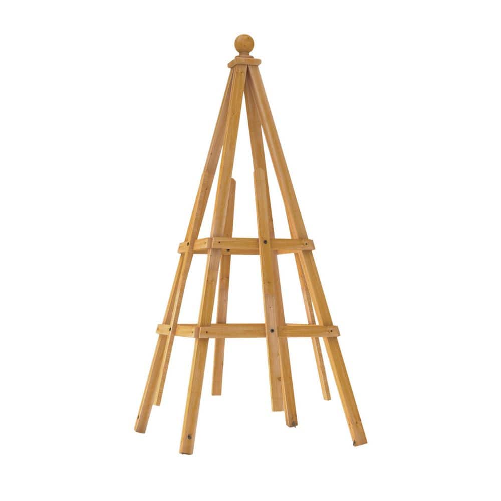 VITA 60 in. H Cedar Garden Obelisk Trellis, Golden Brown VT17749