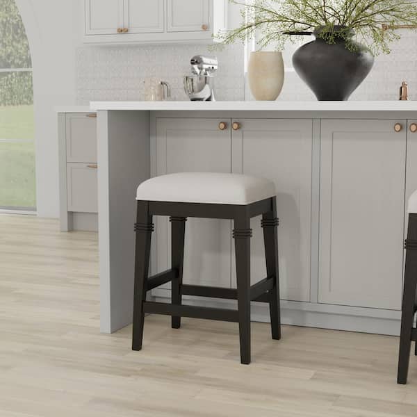 Hillsdale Furniture Arabella 25.25 in. Black Wire Brush Backless Wood  Counter Height Stool with Tapered Legs 4745-828 - The Home Depot