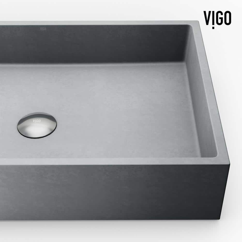 Concreto Stone 24" Gray Rectangular Vessel Bathroom Sink